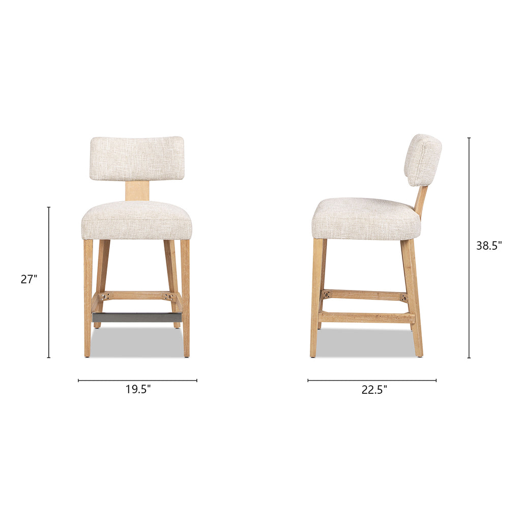 Penny Round Arched Upholstered Counter Stool, Set of 2, Travertine