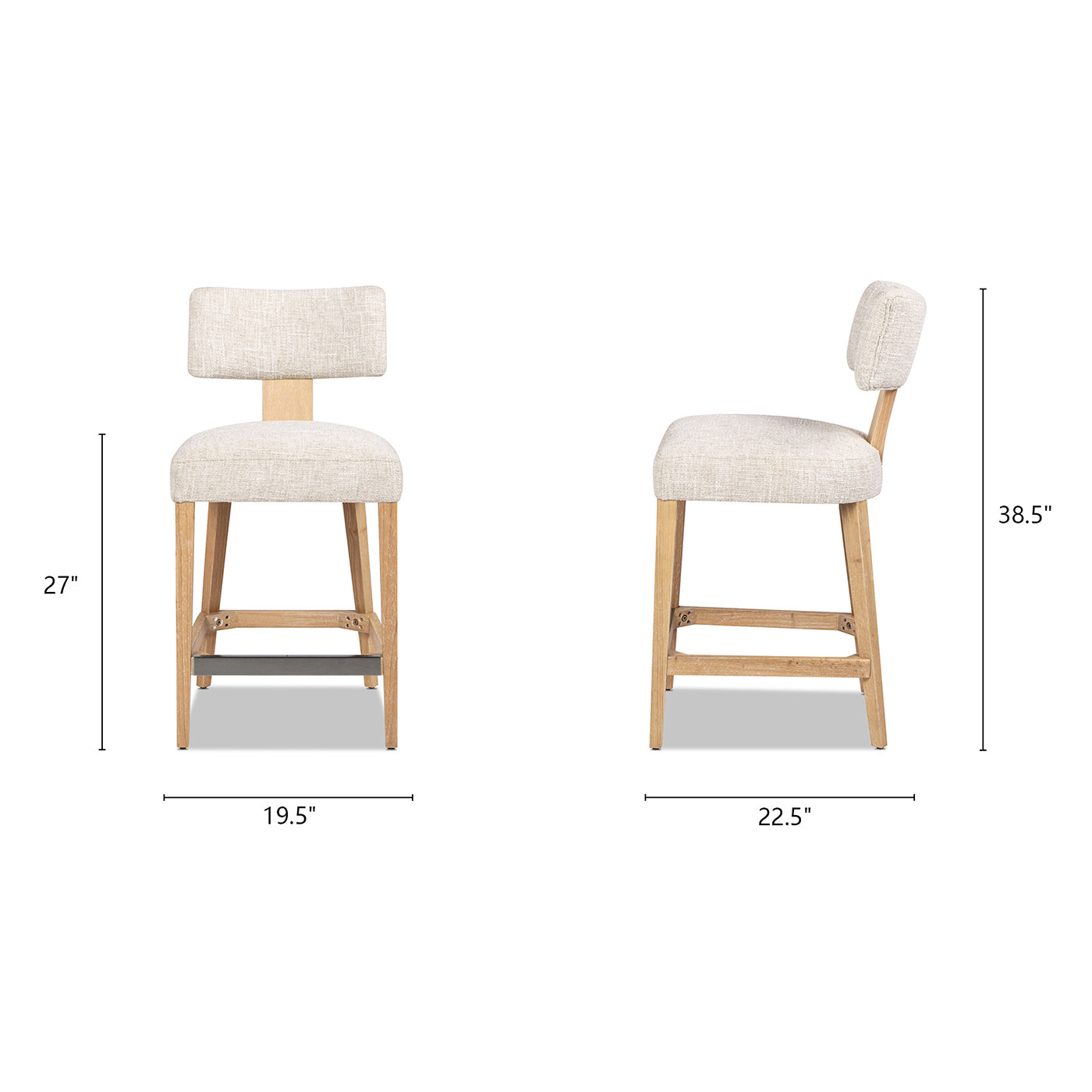 Penny Round Arched Upholstered Counter Stool, Set of 2, Travertine