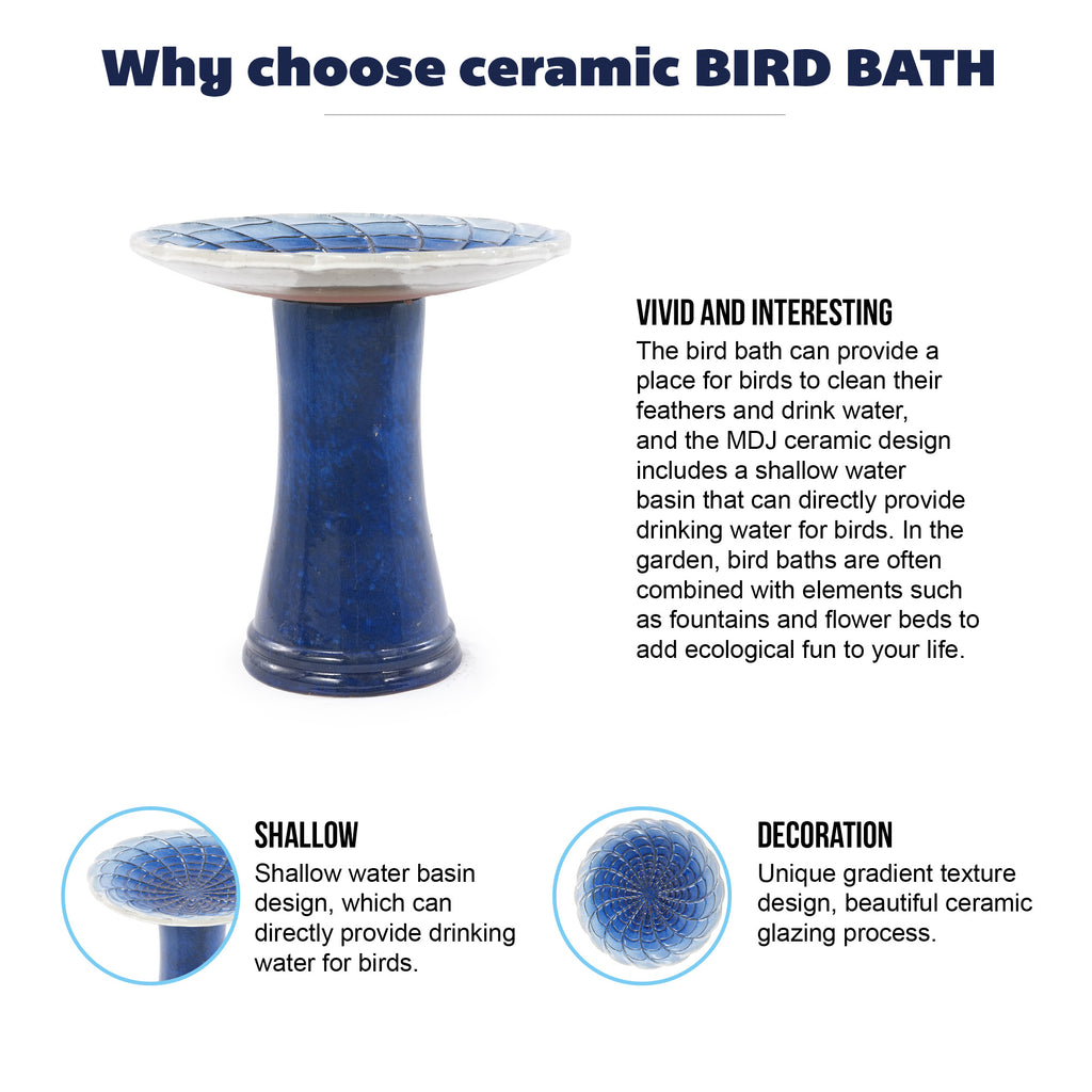 Handmade Glazed Ceramic Bird Bath