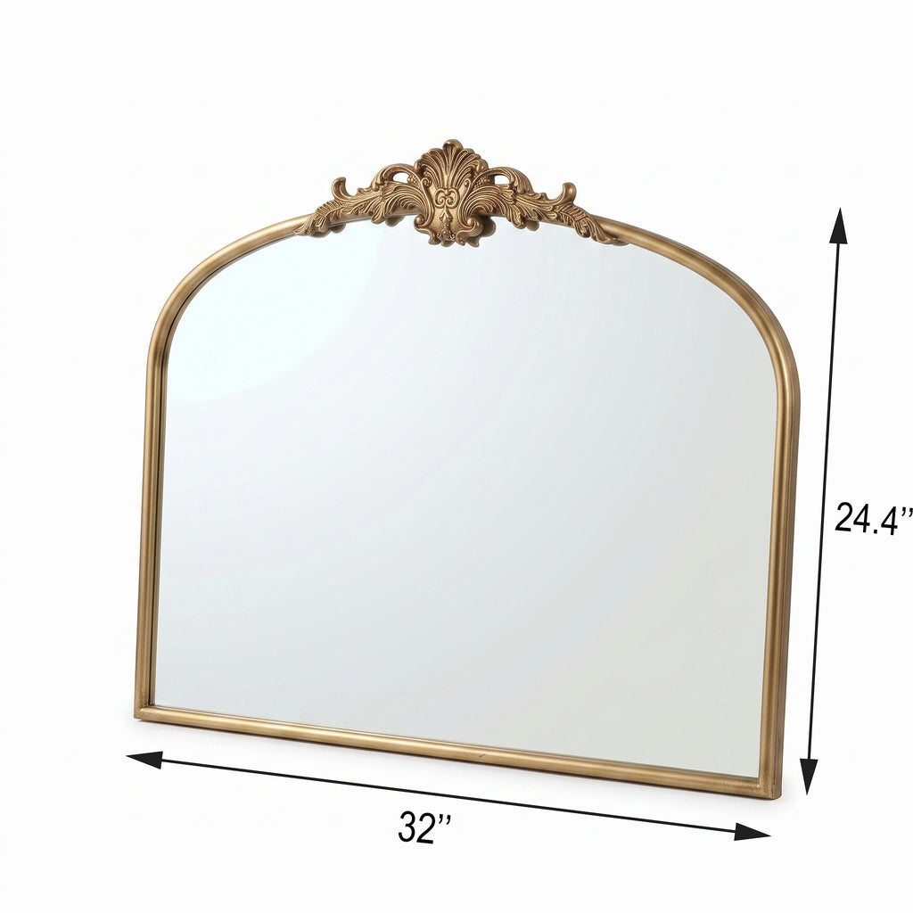 32"x24.4" Baroque Vintage Arched Wall Mirror