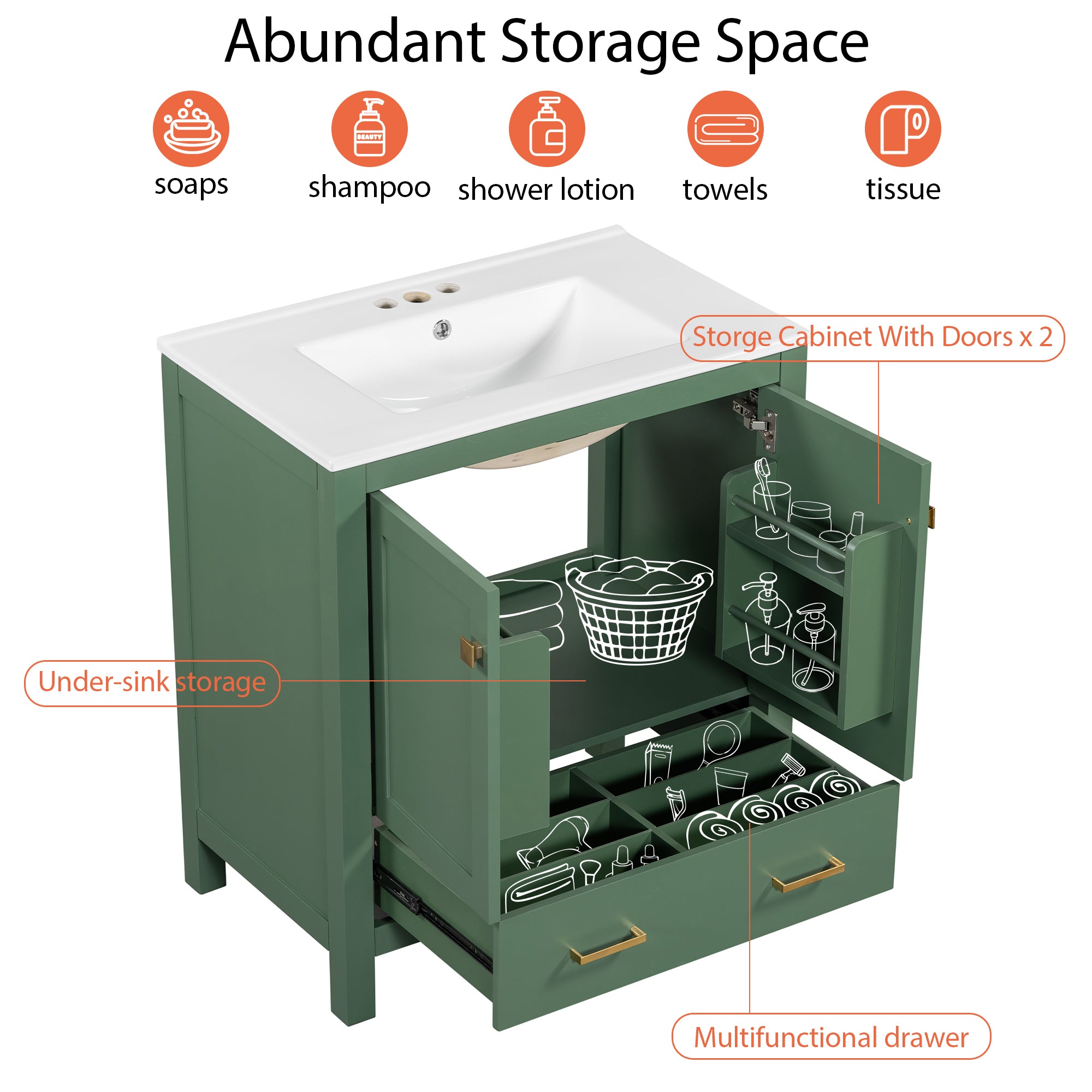 30 Inch Green Bathroom Vanity