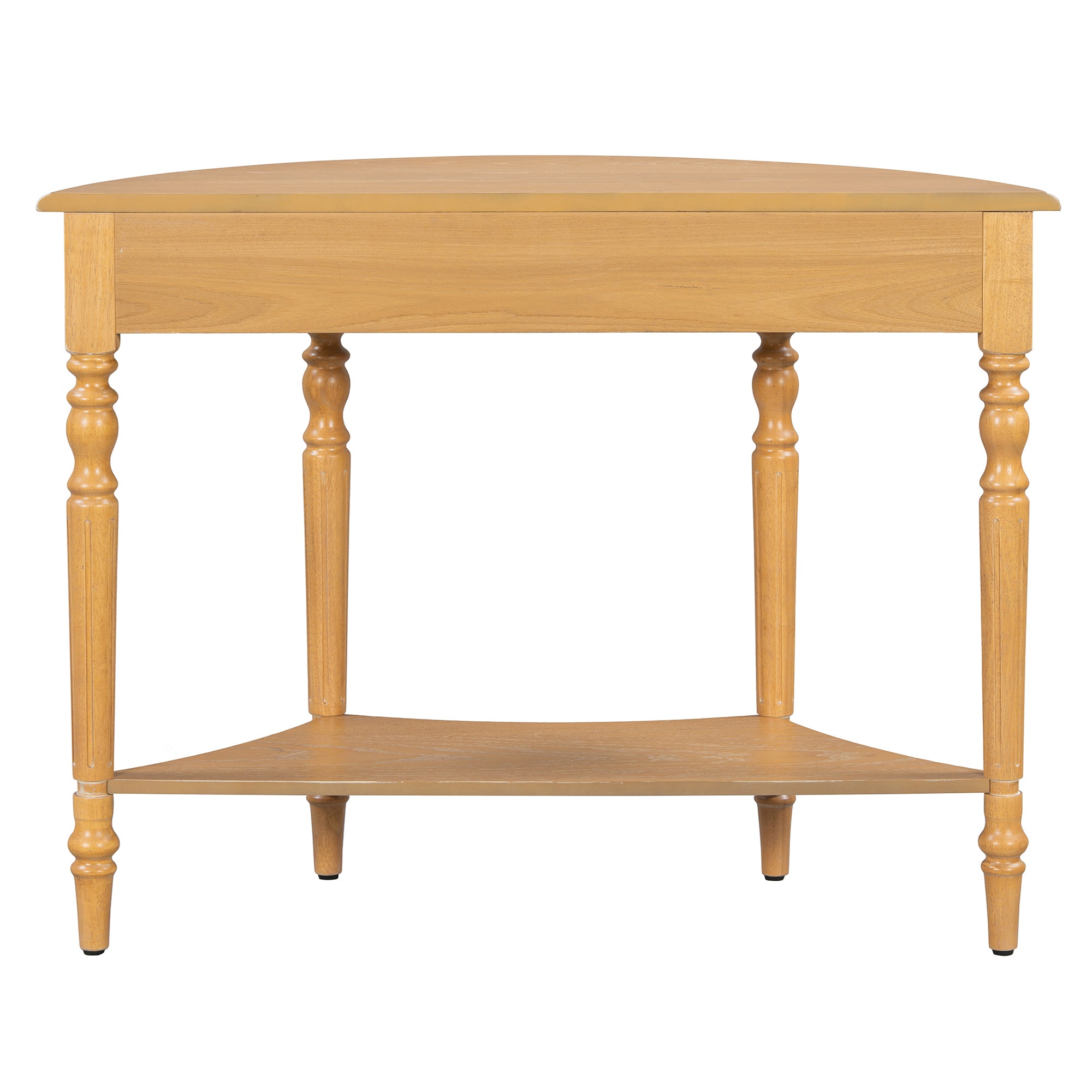 TREXM Farmhouse Half Moon Console Table with Drawer & Shelf - Rustic Accent Table
