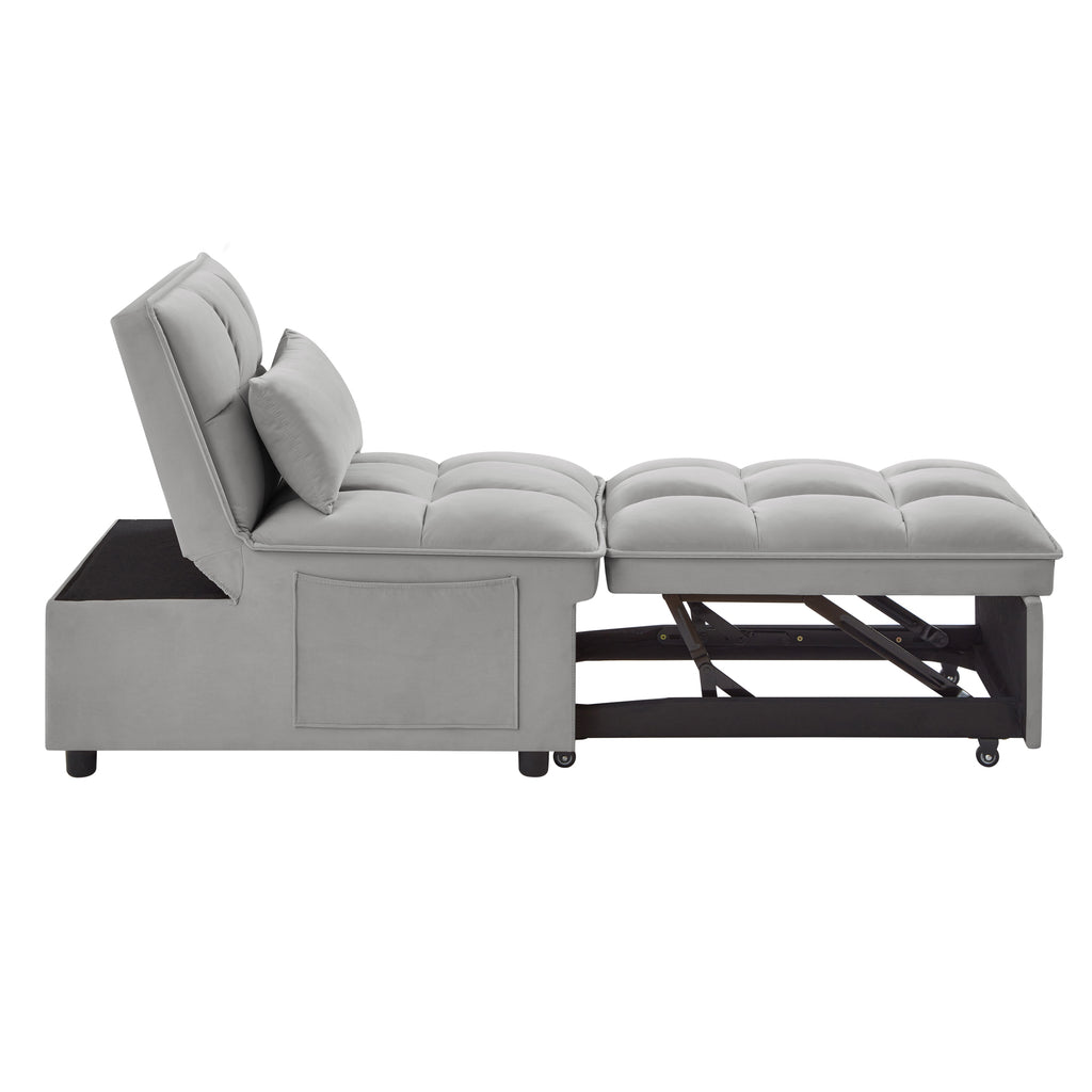 4 In1 Multi-Function Single Sofa Bed with Storage Pockets
