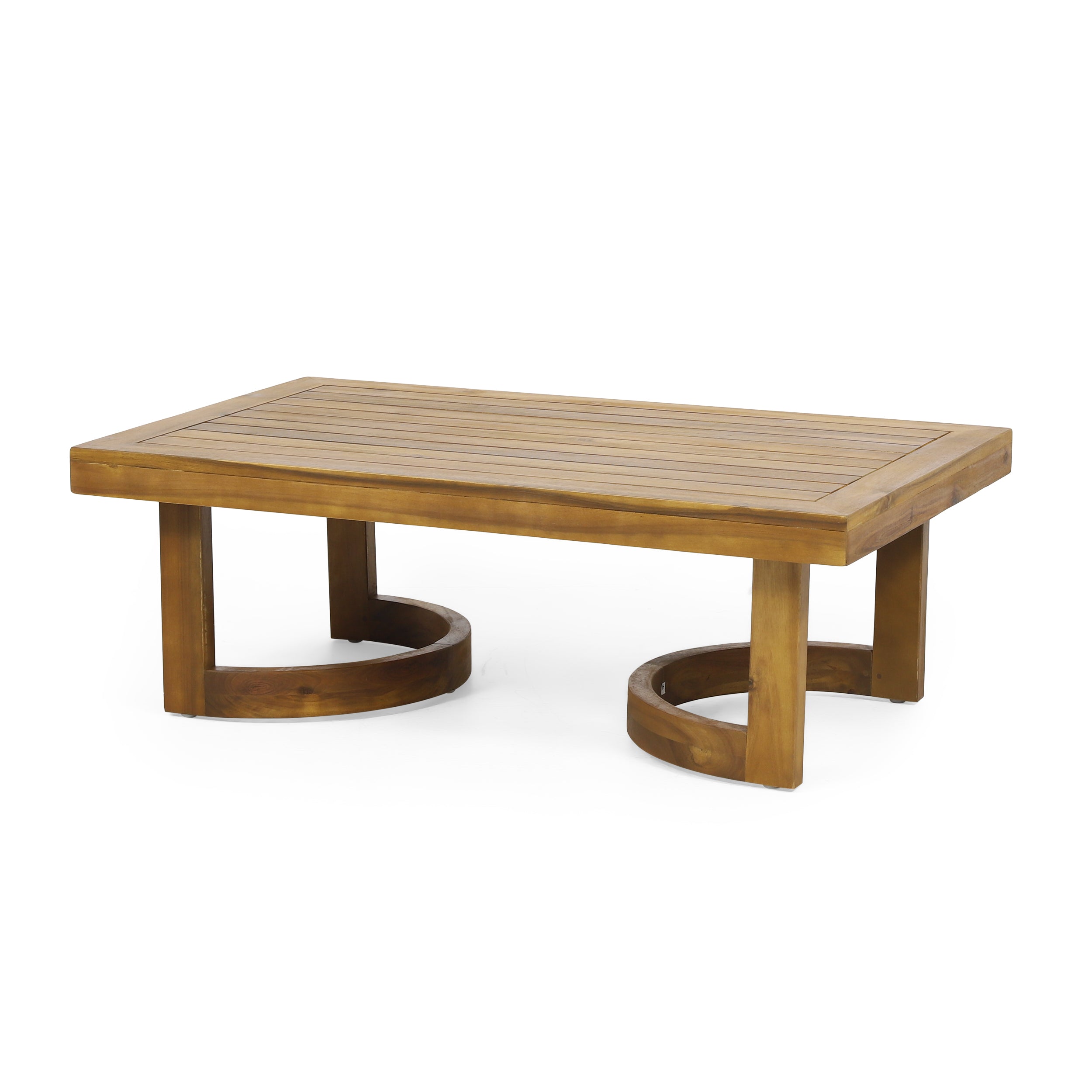 Outdoor Acacia Wood Loveseat and Coffee Table Set with Cushions