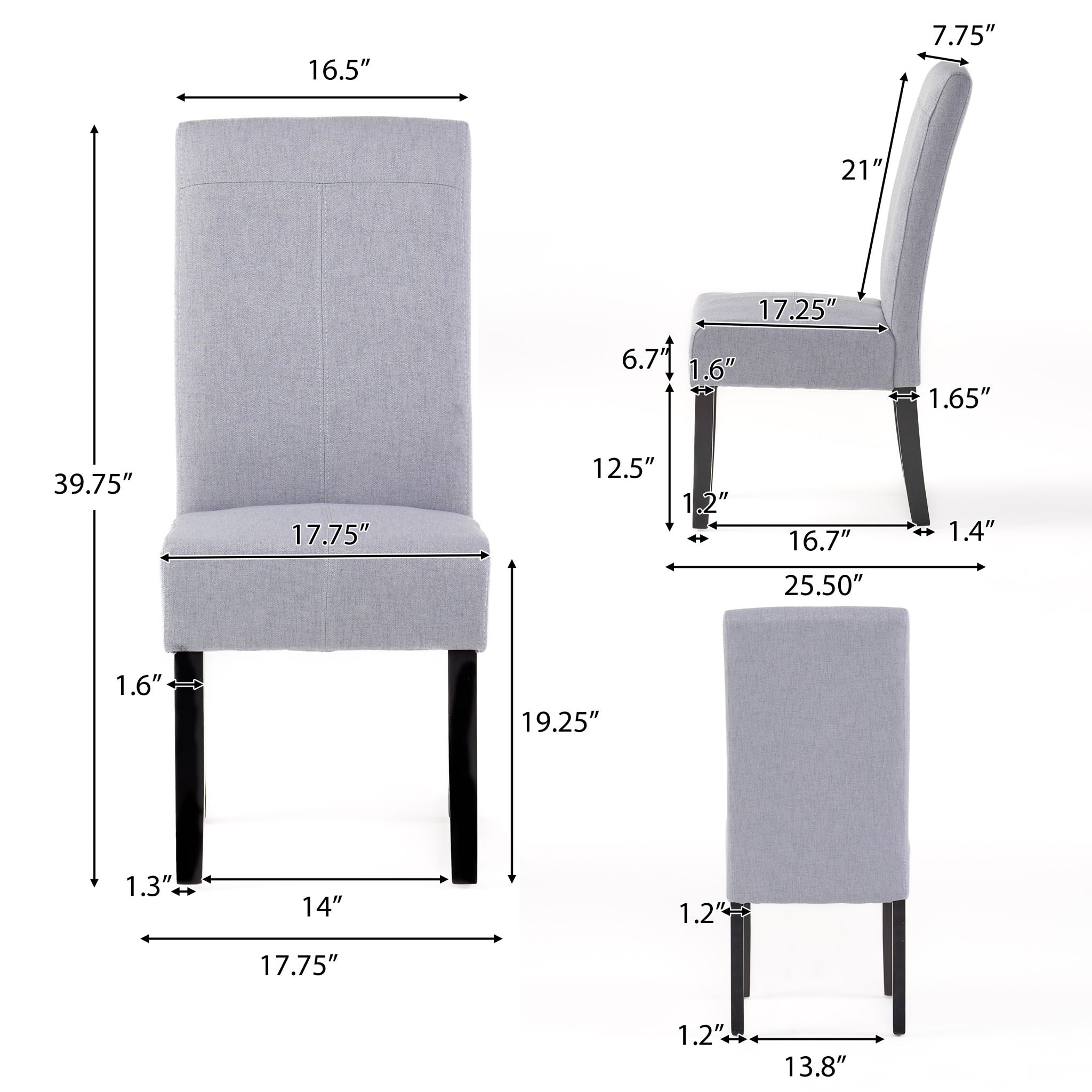 Amaranthine Upholstered Dining Chair With High Back And Wood Legs (Set of 2) - Light Gray
