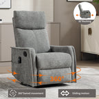 Heat Massage Manual Recliner Chair with Rocker and Swivel in Fabric
