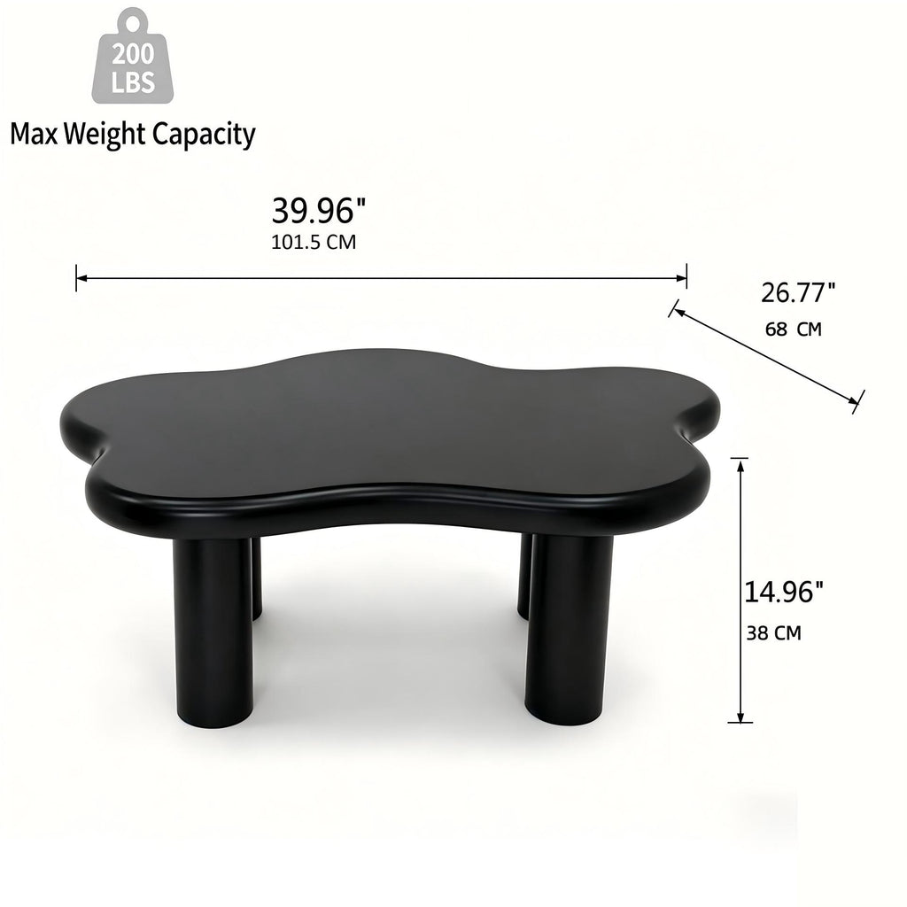 40'' Wood Cloud Coffee Table with 4 Round Legs
