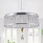 Modern Crystal Chandelier - 19 Inches Round Flush Mount Light