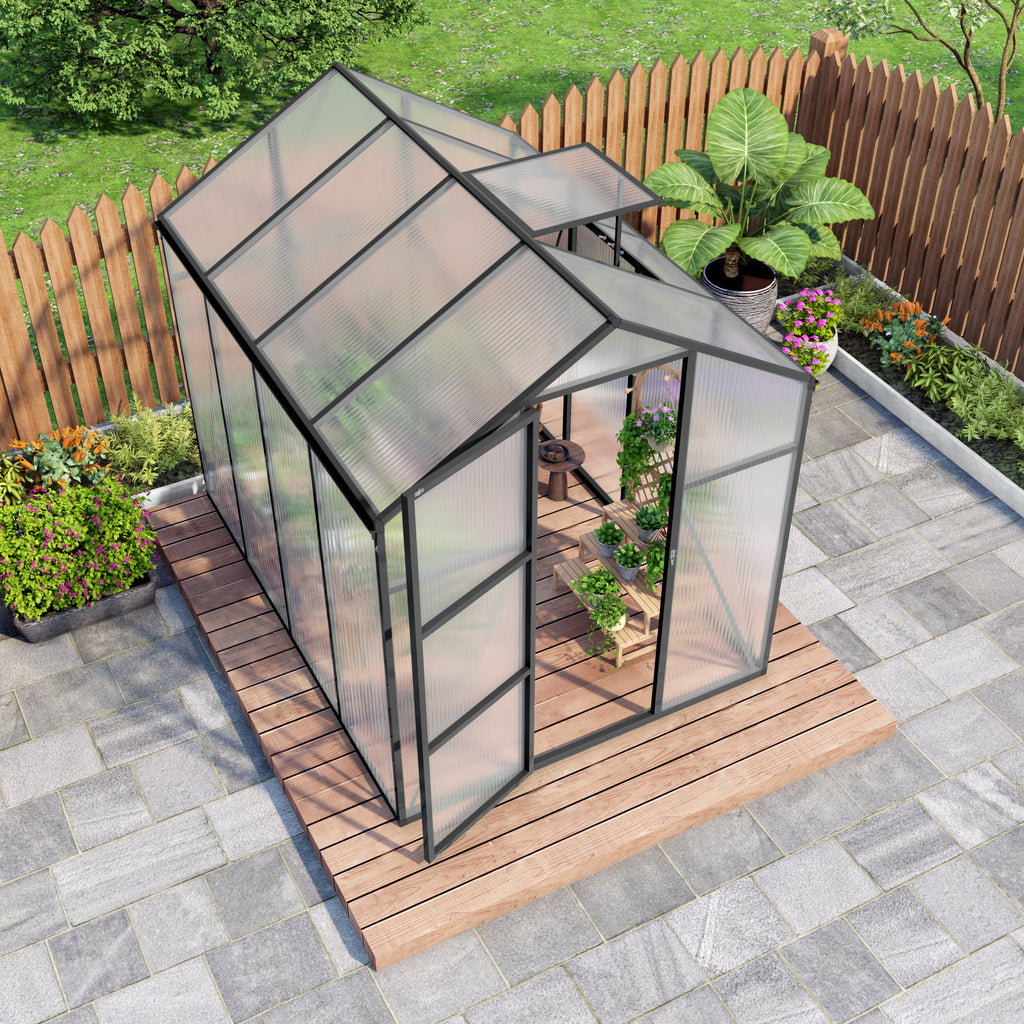 Gain Height Windproof Aluminum Greenhouse 6x8 FT