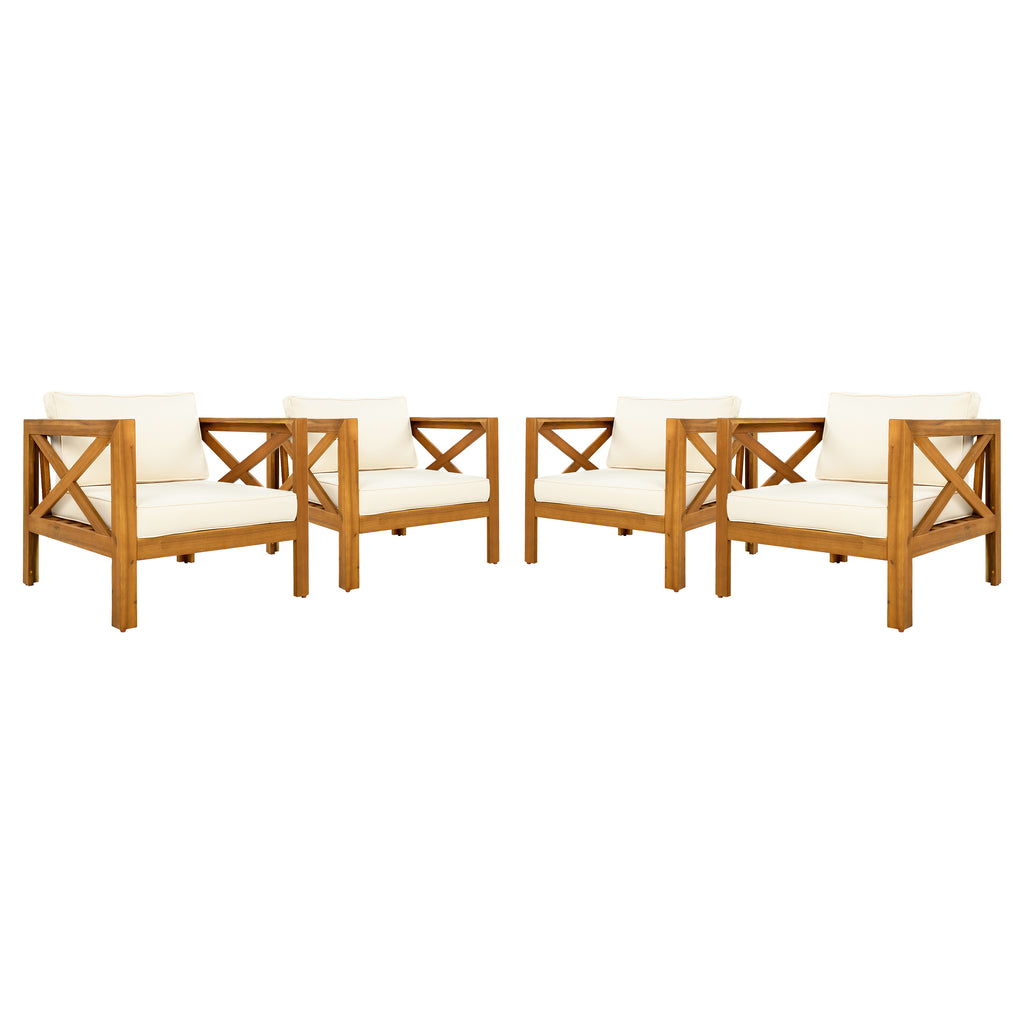 Patio Conversation Set, Outdoor Wood Leisure Seat (Set of 2)