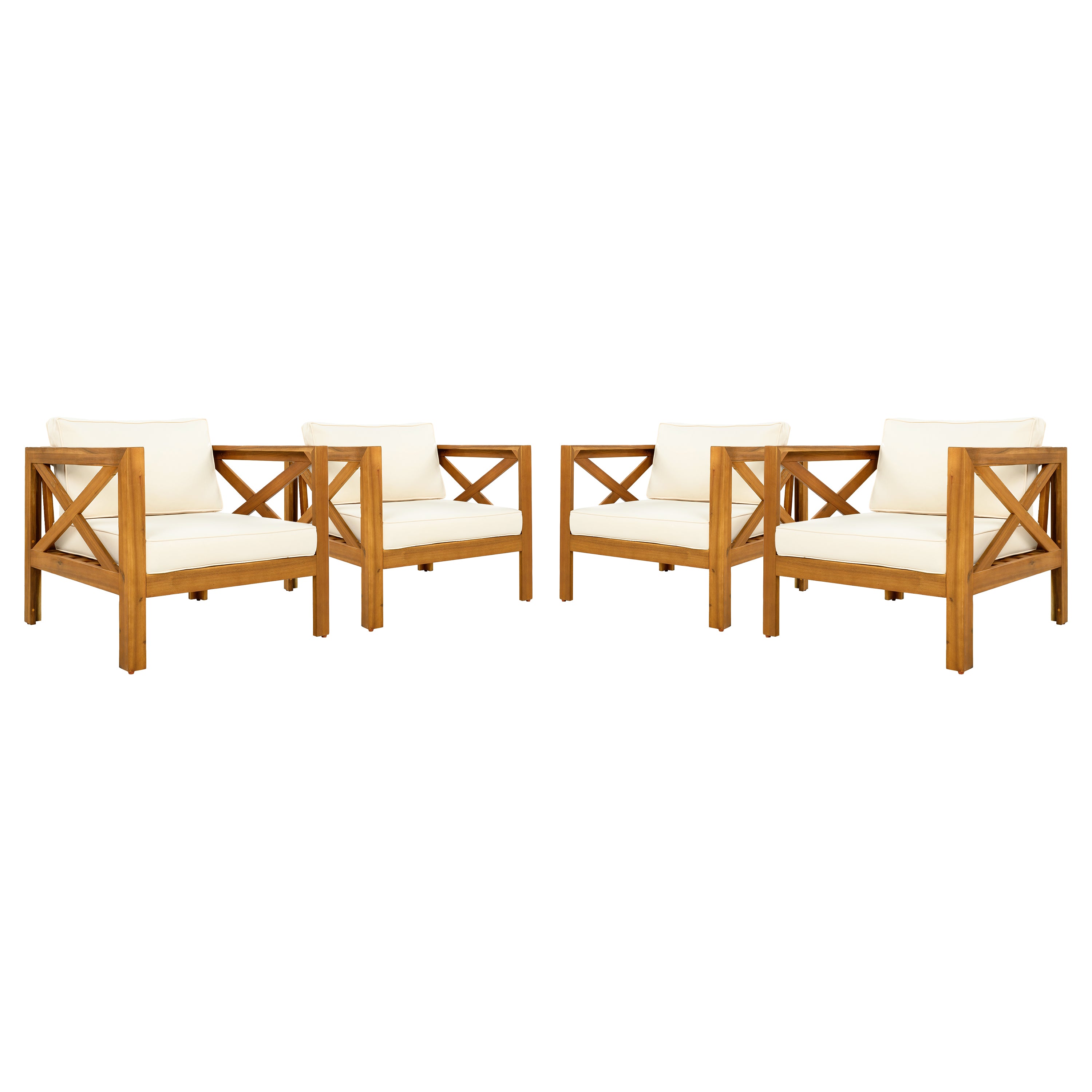 Patio Conversation Set, Outdoor Wood Leisure Seat (Set of 2)
