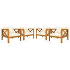 Outdoor Acacia Wood Club Wooden Armchair with Cushions (Set of 2)