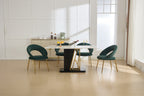 Velvet Fabric Dining Chairs With Curved Backrest and Golden Metal Legs