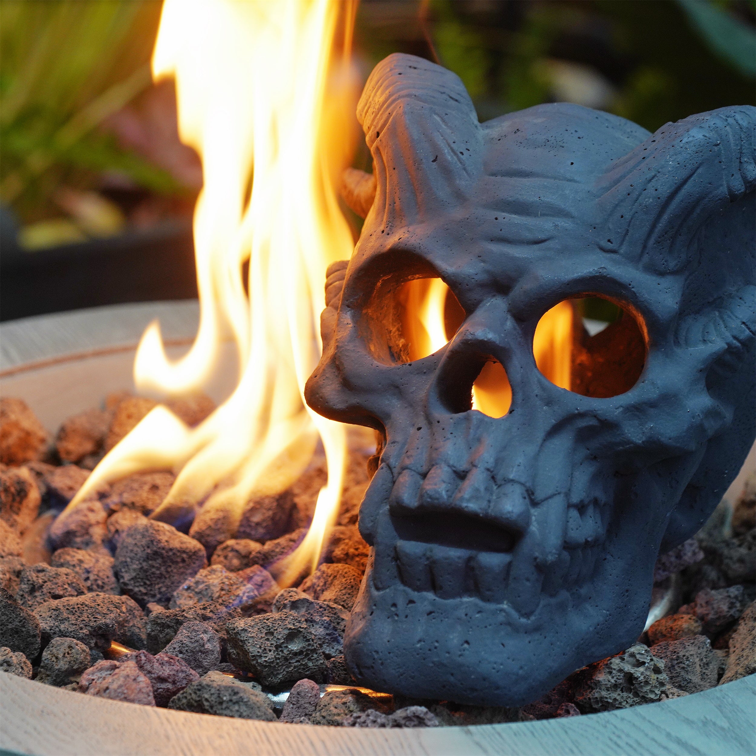 Human Skull Fire Pit Gas Log