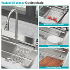 31.5" Drop In Waterfall Kitchen Sink