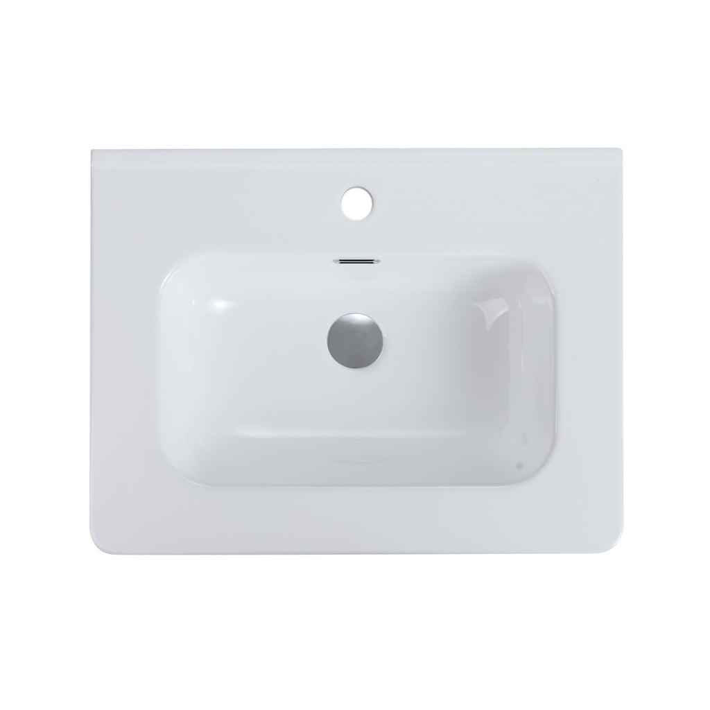 Integrated Glossy White Ceramic Sink