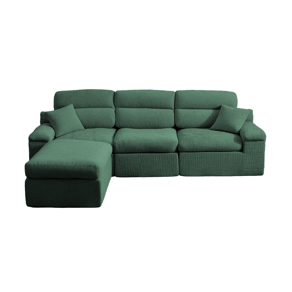 Corner Chaise Sofa with High Backrest - Green