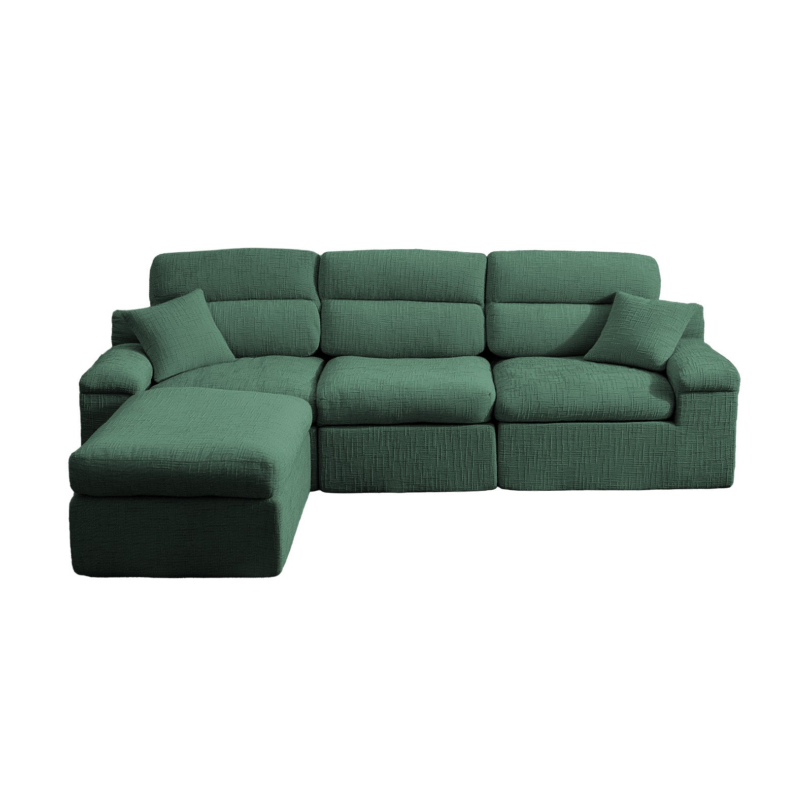 Corner Chaise Sofa with High Backrest - Green