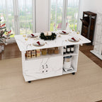 Multi-Functional Folding Table with Storage Shelves and Wheels