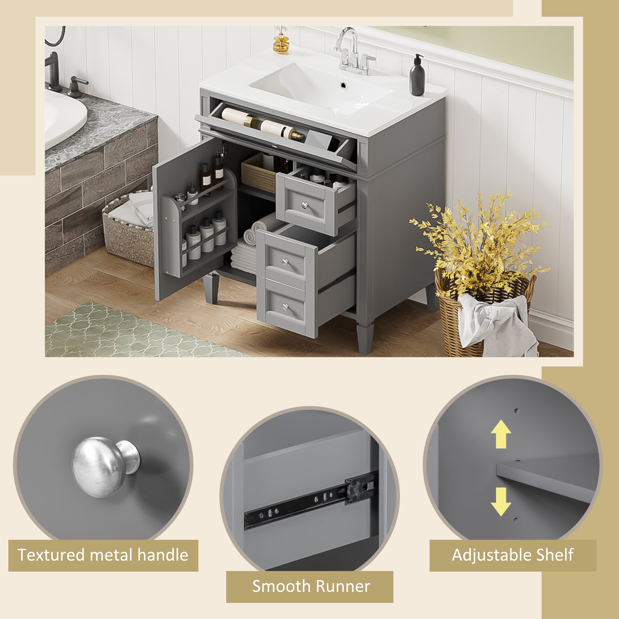 30'' Bathroom Vanity with Top Sink