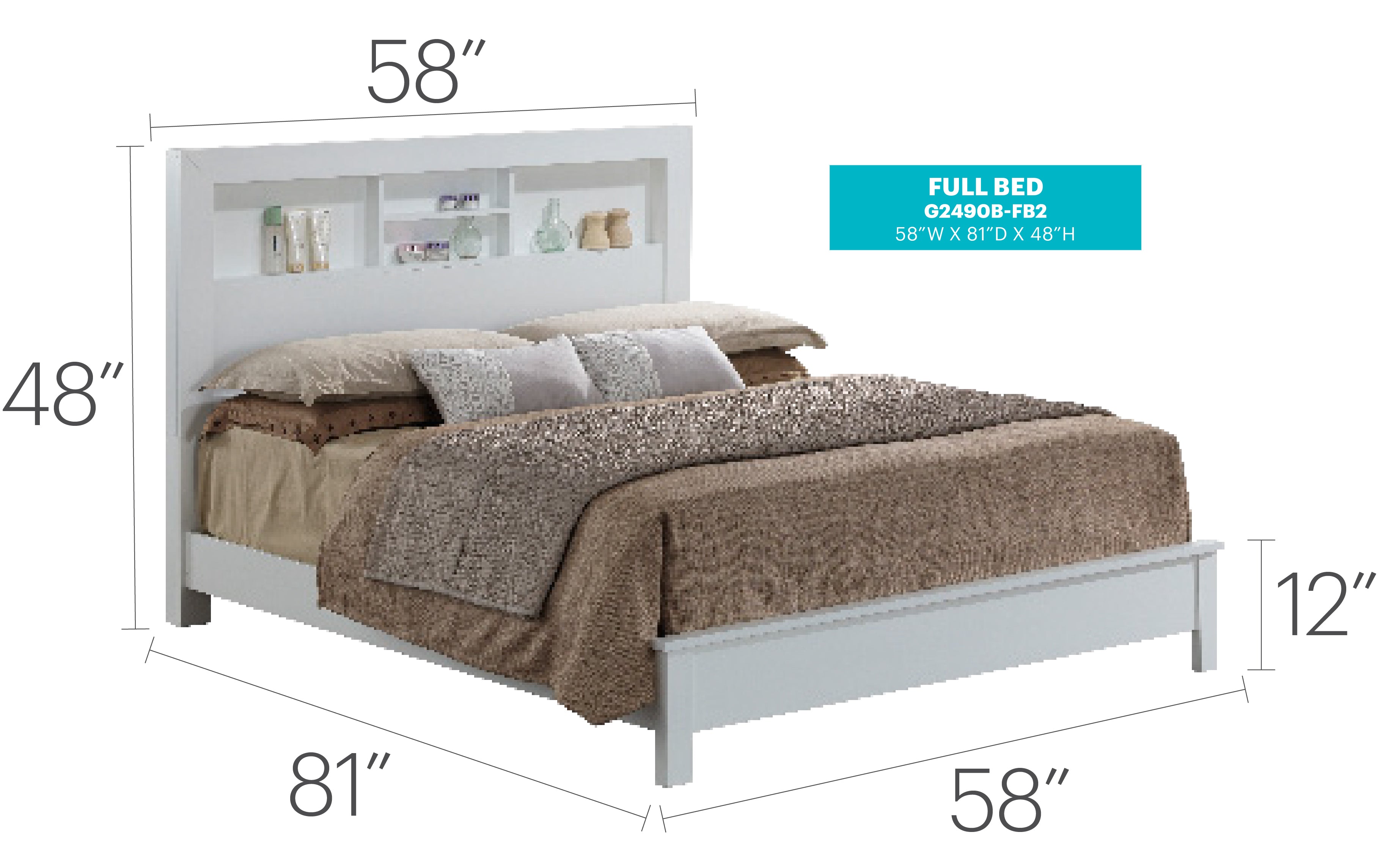 Transitional Style Full Bed In Crisp