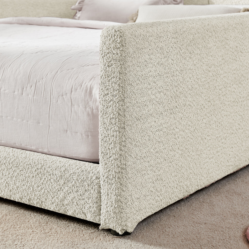 Full Size Upholstered Platform Bed with Cute Rabbit Ear Headboard