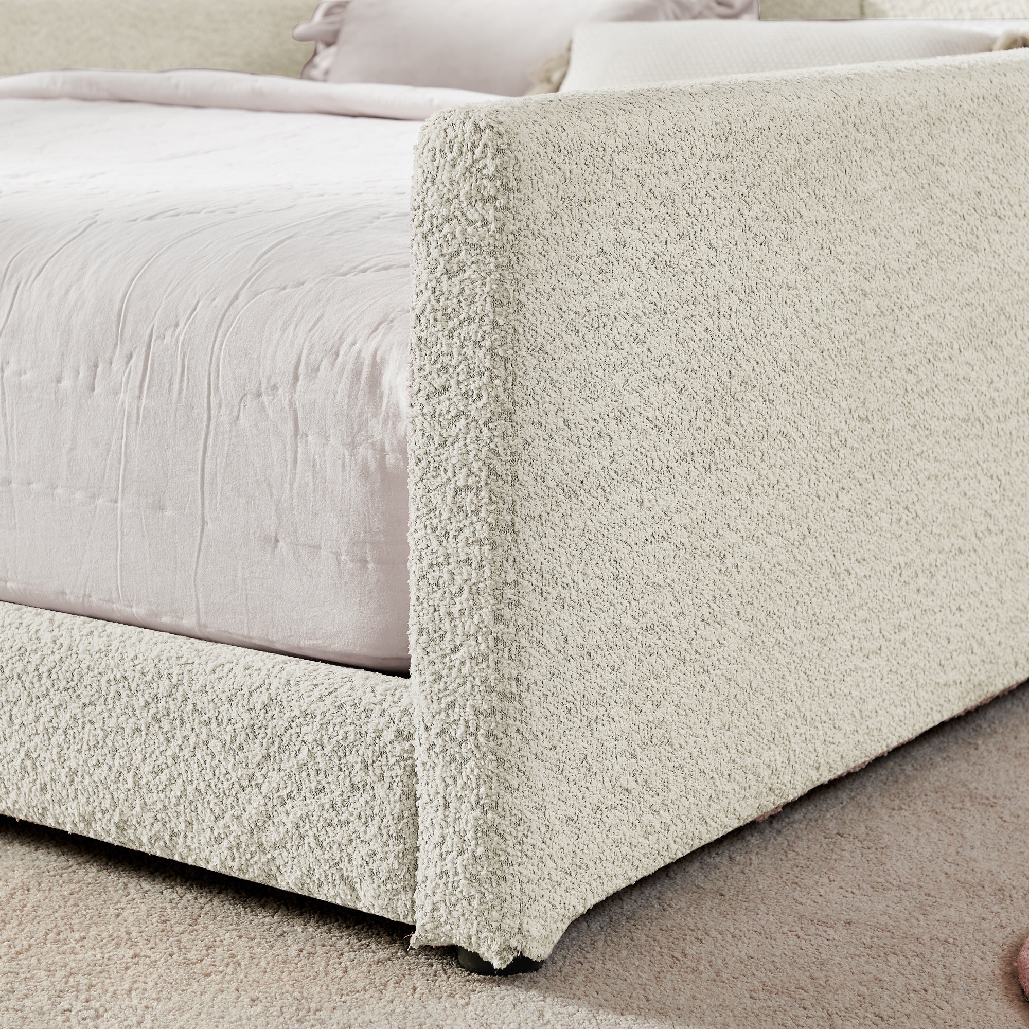 Full Size Upholstered Platform Bed with Cute Rabbit Ear Headboard