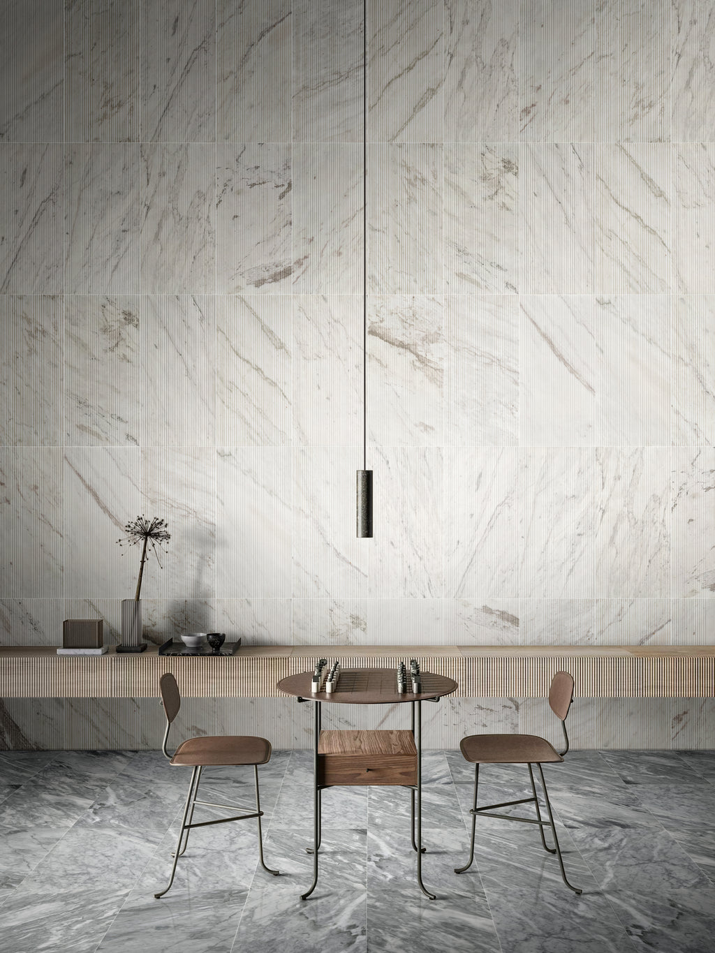 12x24 White Marble Wall Décor