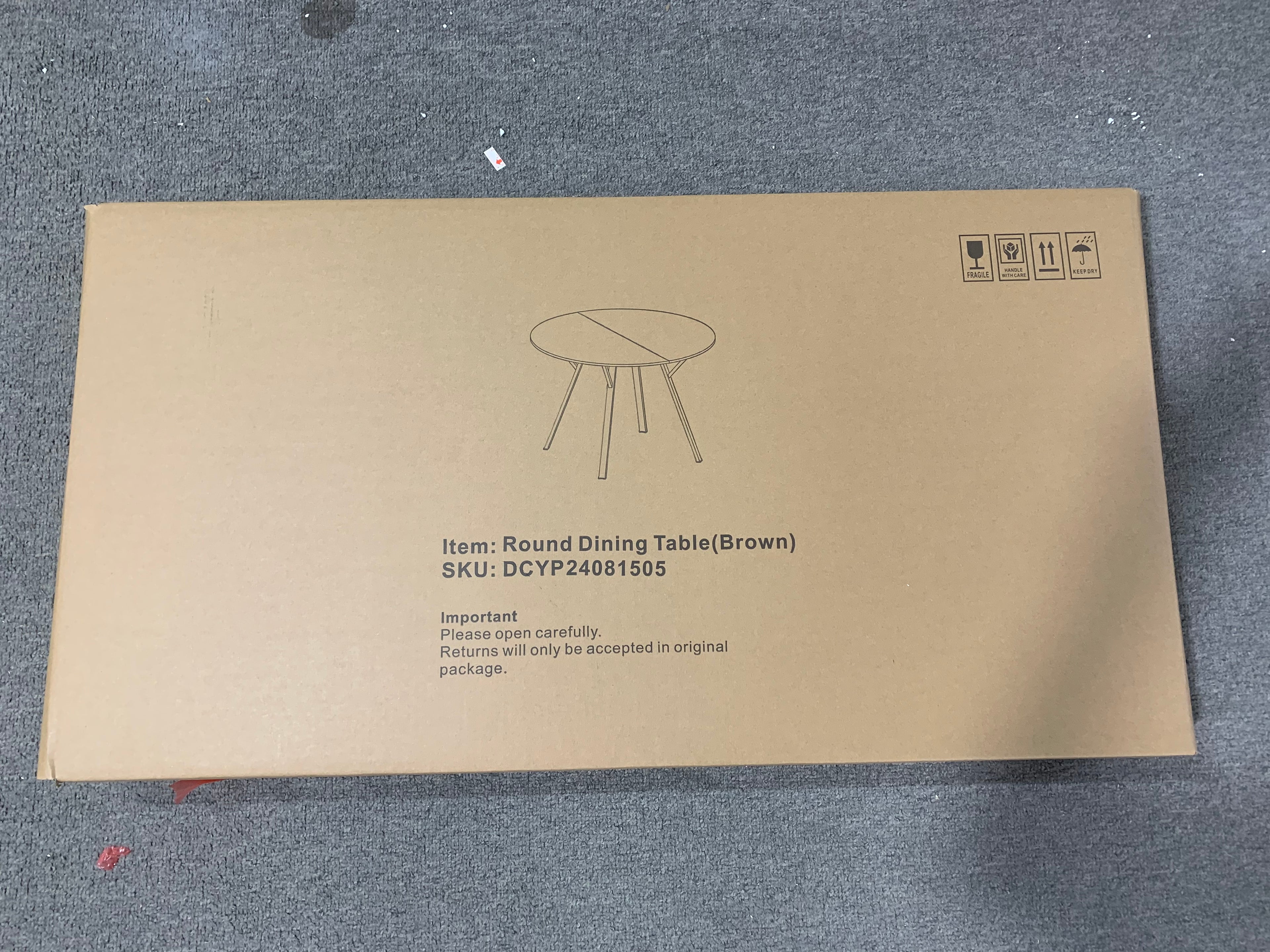 35.43 Inch Round Dining Table with Metal Frame