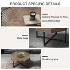 Wood Octagonal Vintage Patchwork Craft Farmhouse Coffee Table