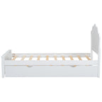 Twin Size Wood Platform Bed with Headboard and Twin Size Trundle