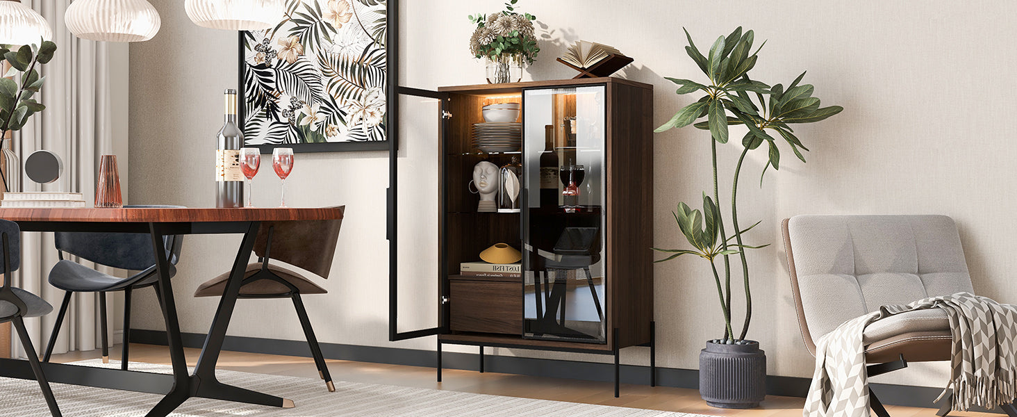 51.2'' Freestanding Display Cabinet with 2 Storage Drawers