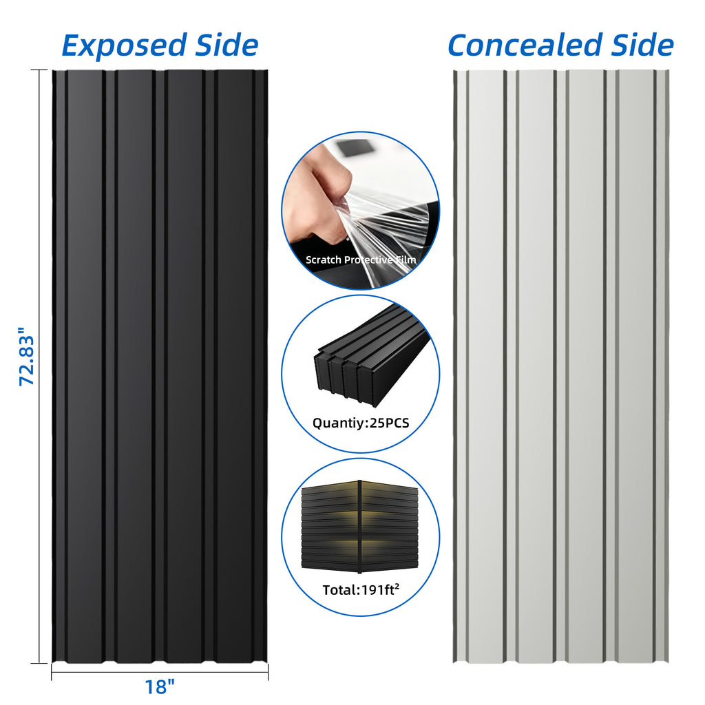 Galvanized Metal Roof Panel Length 72.8IN - Set of 25