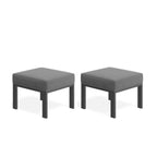 Set of 2, 22” All-Weather Metal Patio Ottomans Thick