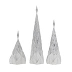 Set of 3 Resin White/Silver Foil Christmas Trees