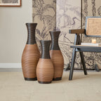 Hand-Woven PVC Rattan Vases Set of 3