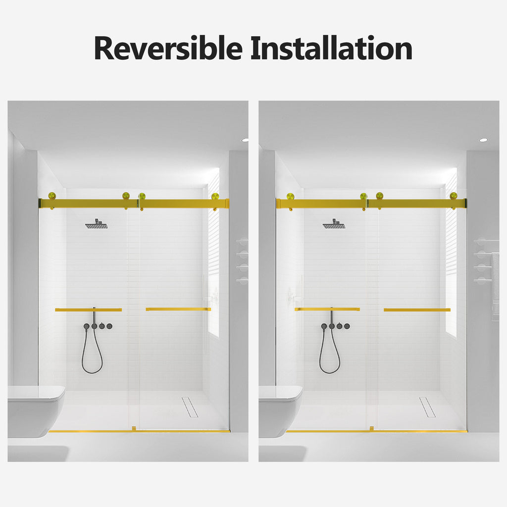 Frameless Double Sliding Soft-Close Shower Door in Brushed