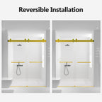 Frameless Double Sliding Soft-Close Shower Door in Brushed