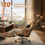 Genuine Leather Office Chair with Flexible Footrest