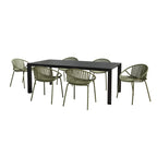 7 Pieces Outdoor Modern Metal and Polypropylene Dining Set