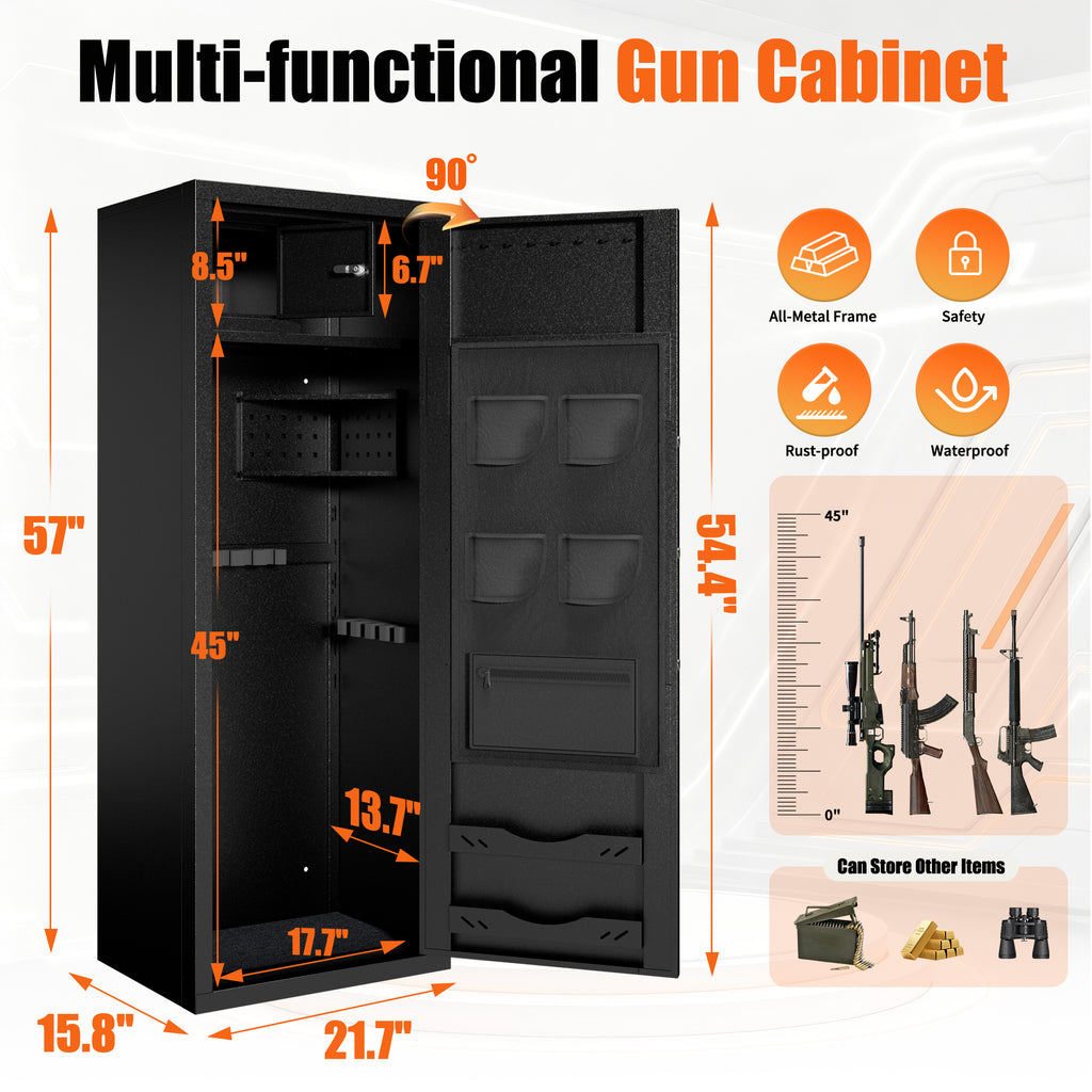 Biometric Large Gun Safe - 57" Quick Access Rifle Safe