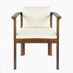 Outdoor Dining Chair Set of 2 with Curved Acacia Wood Arms