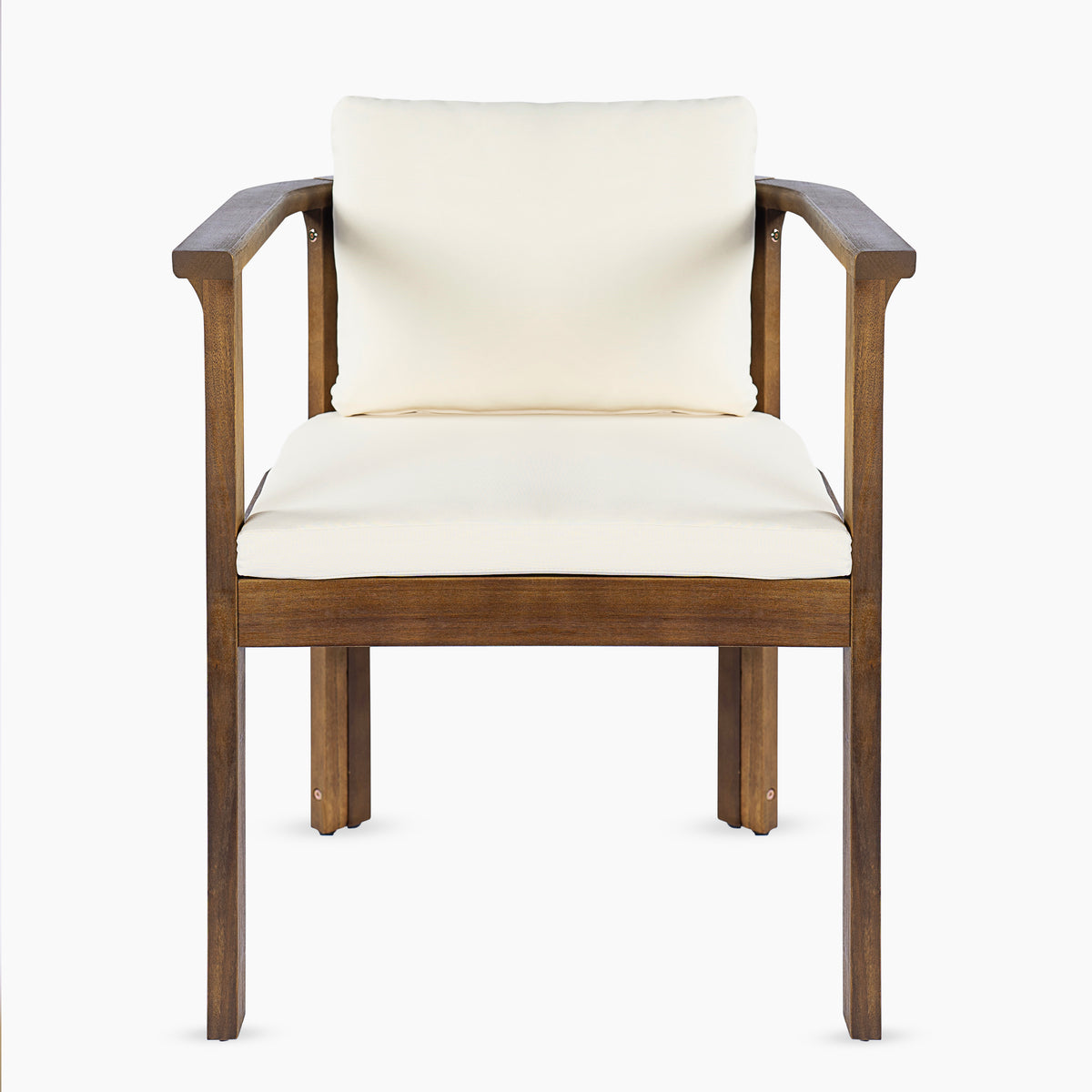 Outdoor Dining Chair Set of 4 with Curved Acacia Wood Arms