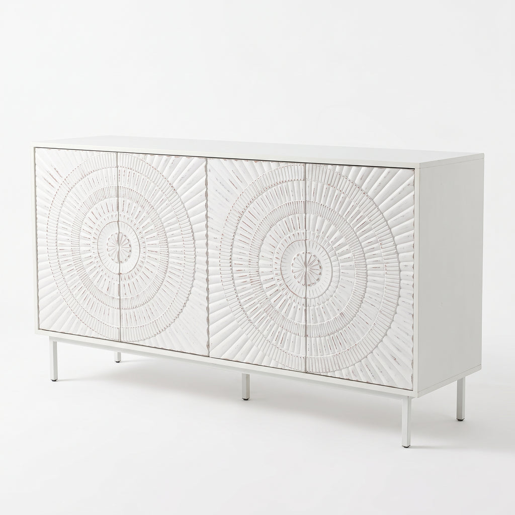 Shabby Chic Wood Sideboard Buffet Accent Bedroom Media Hallway Curio Kitchen Hutch Storage Cabinet Home Furniture For Dining Room,Living Room,Kitchen(White)