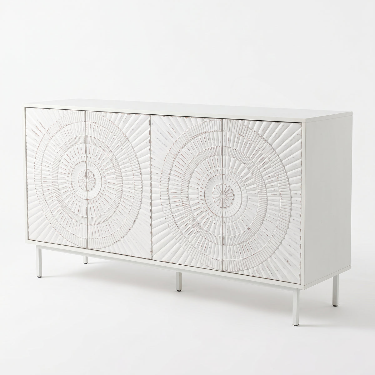 Shabby Chic Wood Sideboard Buffet Accent Bedroom Media Hallway Curio Kitchen Hutch Storage Cabinet Home Furniture For Dining Room,Living Room,Kitchen(White)