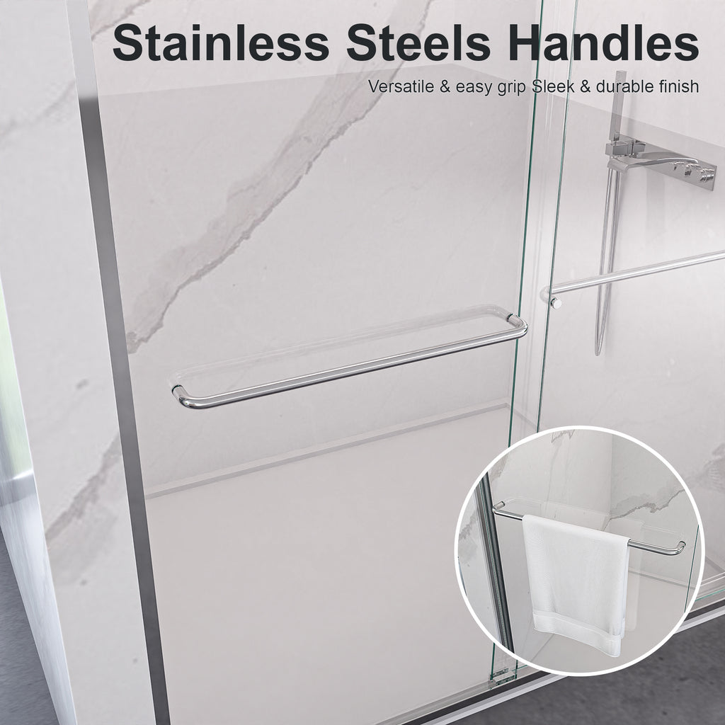 44"-48"W x 72"H Semi-Frameless Double Sliding Shower Door