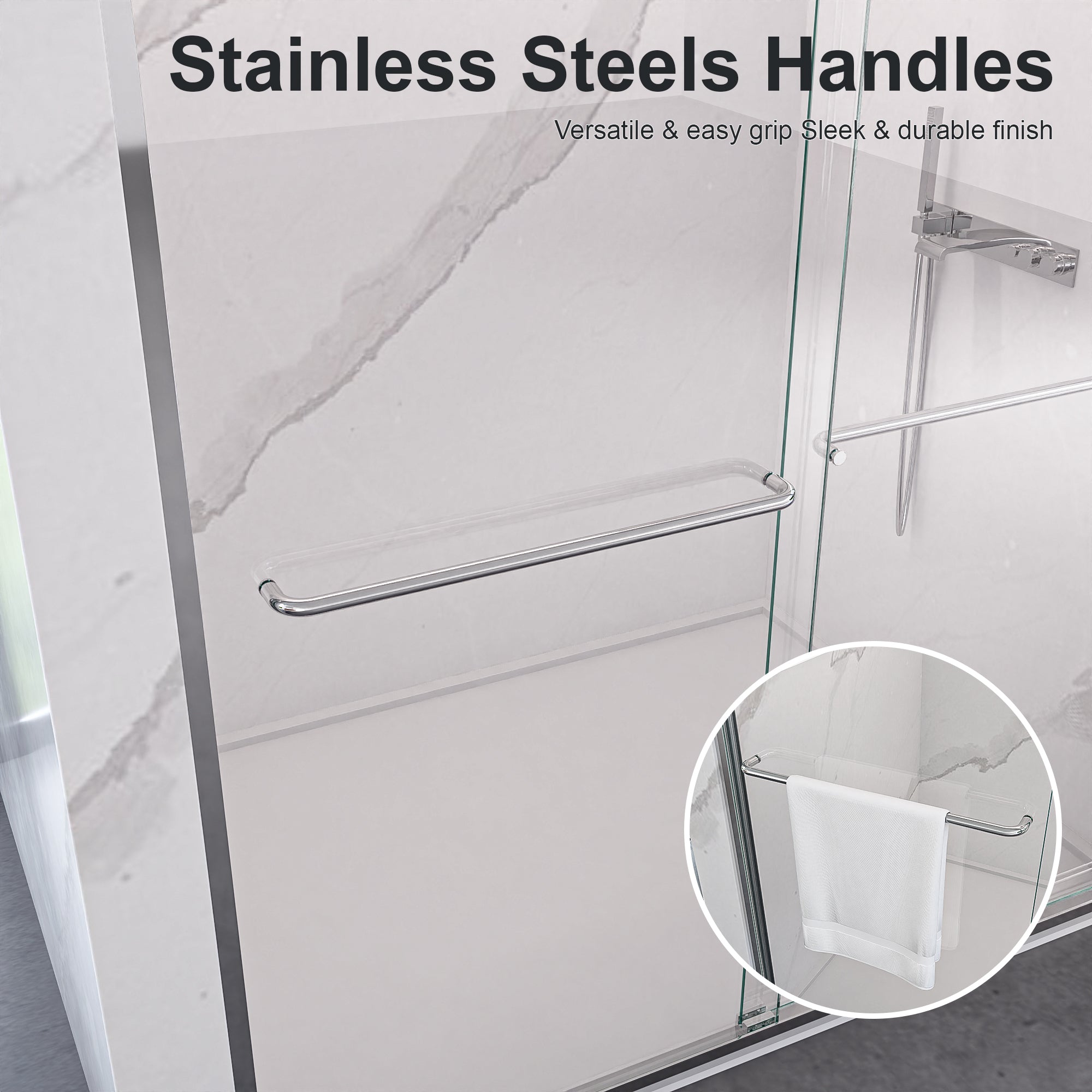 44"-48"W x 72"H Semi-Frameless Double Sliding Shower Door