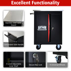 Double-Door Clapboard Multi-Function Tool Cart - Black & Red