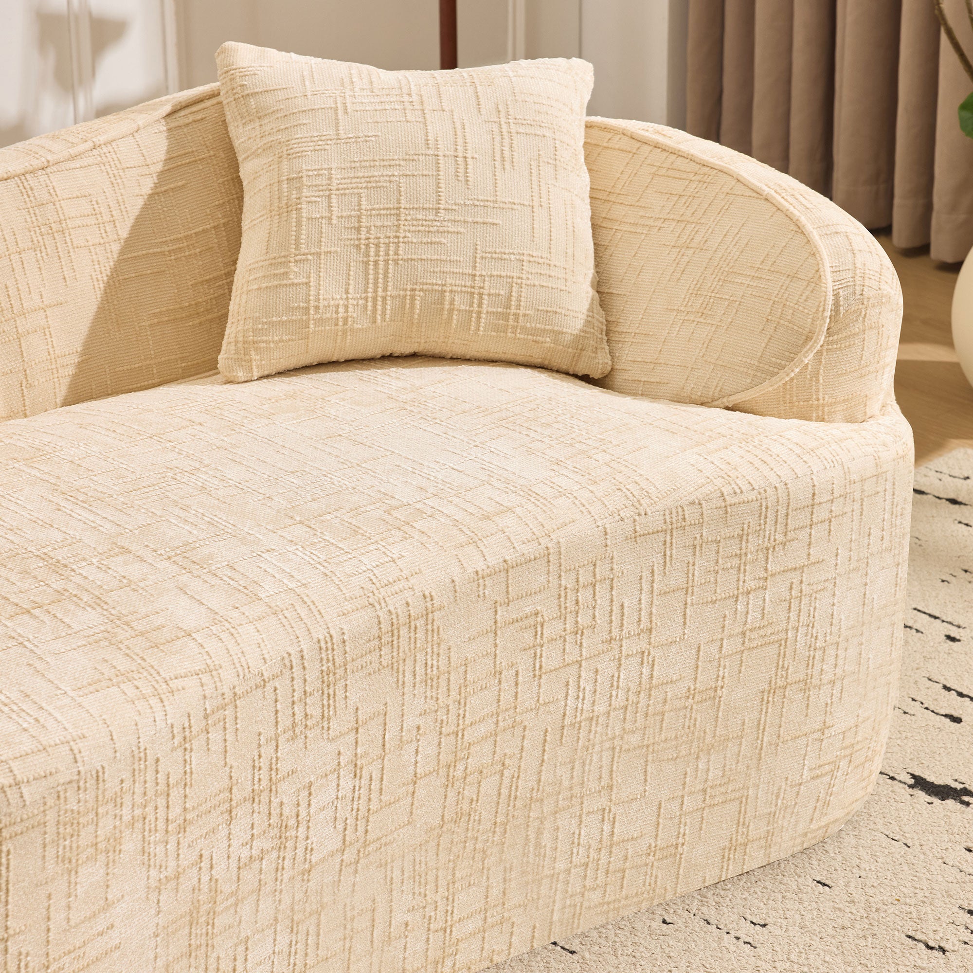 Beige Curved Two-Person Compress Sofa