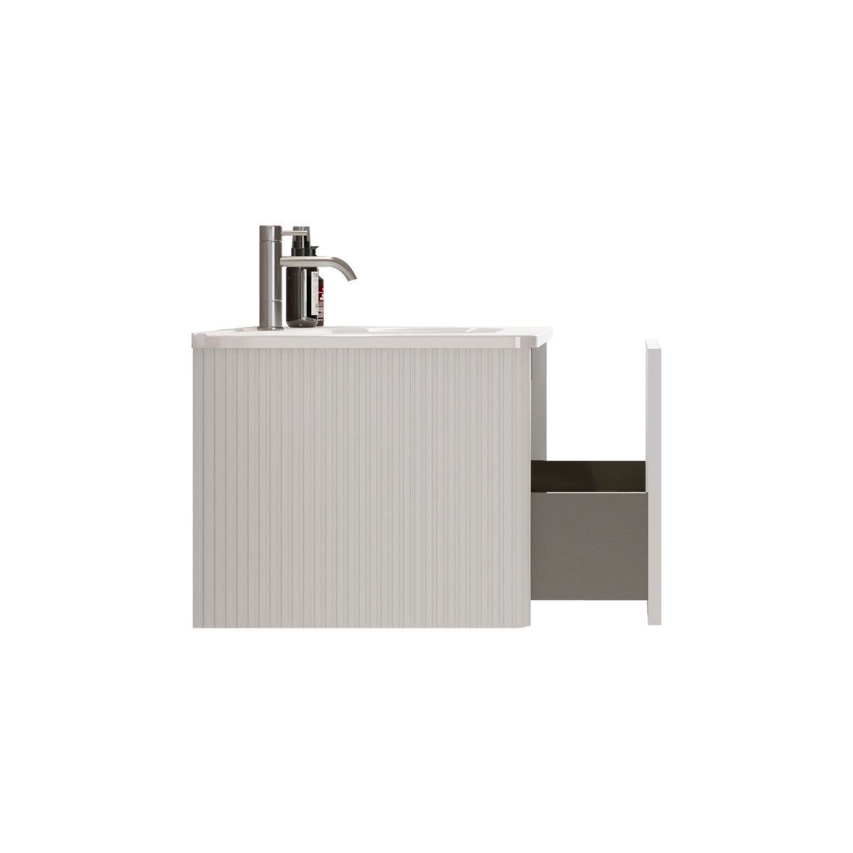 Etna 30-Inch Striped Soft Bathroom Vanity, White